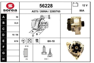 Alternateur Peugeot 106.1.2 306 Citroën xsara saxo 1.0 1.1 1.4 1.6 1 1616v réf:se56228