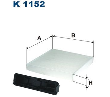 Filtre habitacle Clio c2.3, Sandero 1.2 1.4 16v, Duster 1.2 1.6 sce tce 1.5 dci réf:k1152